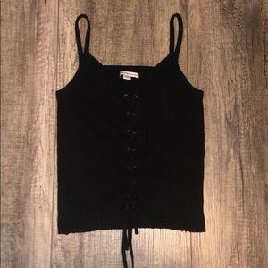 AE Ribbed Front Lace Up Sweater Tank
